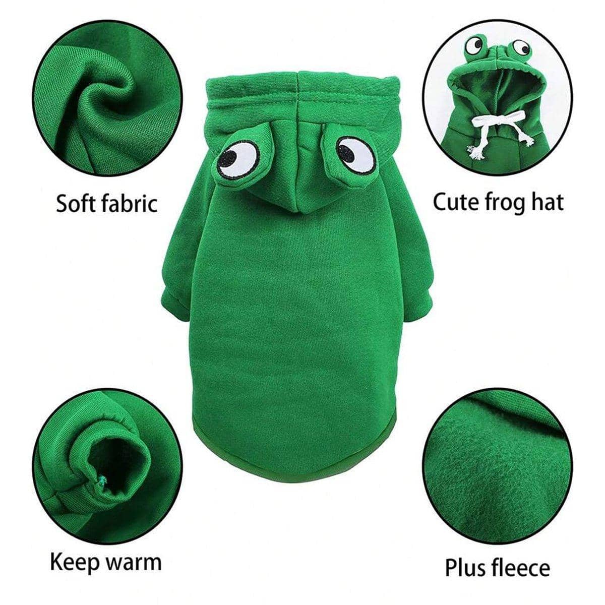 Frog Hooded Pet Vest for Dogs and Cats - Green, Large (Chest 47 cm, Back 35 cm) - view 4