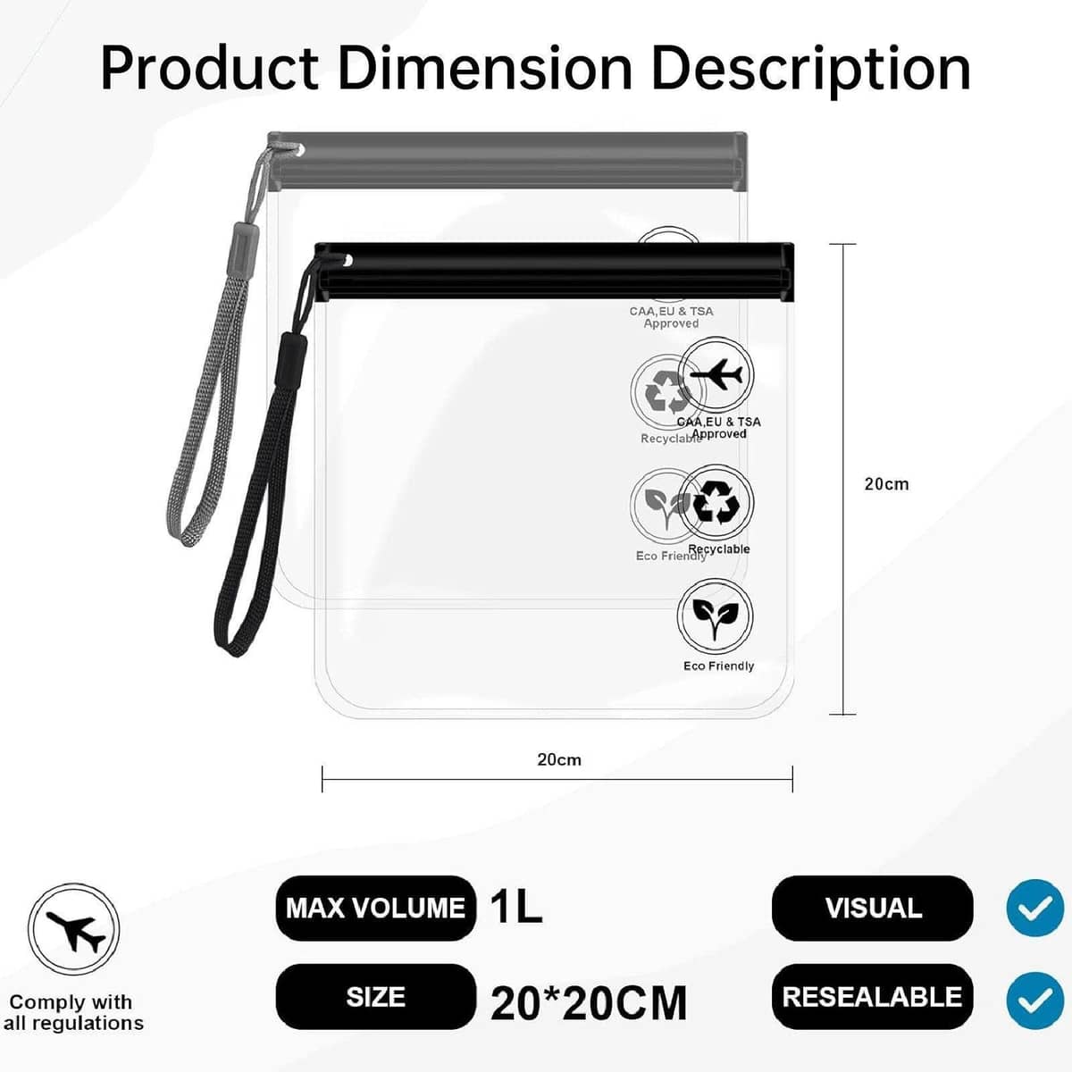Frosted EVA Zipper Pouch Storage Bag, Pack of 10 - Grey - view 4