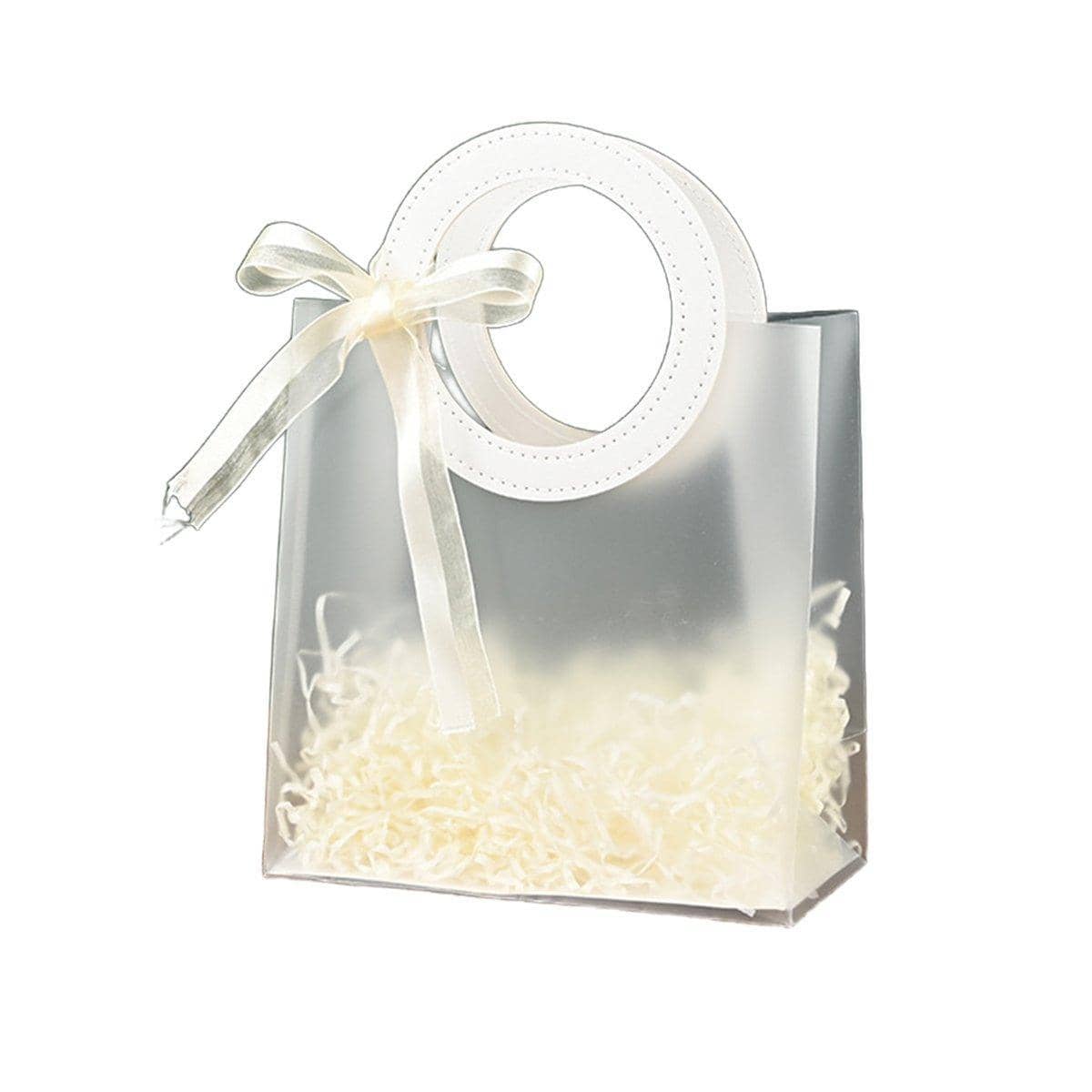Frosted Gift Bags with Round Handles, Pack of 20 - White Handles, 210 x 220 x 110 mm
