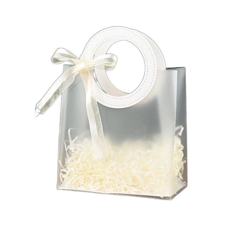 Frosted Gift Bags with Round Handles, Pack of 20 - White Handles, 210 x 220 x 110 mm