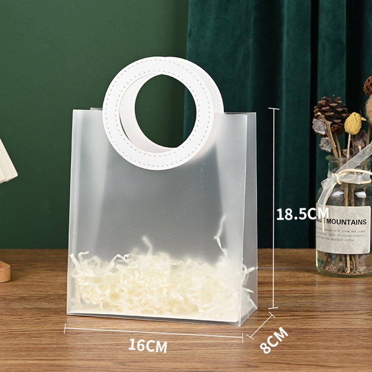 Frosted Gift Bags with Round Handles, Pack of 20 - White Handles, 210 x 220 x 110 mm - view 4