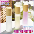 Frosted Glass Roll-On Bottles with Wood-Look Caps - 10ml, Pack of 5