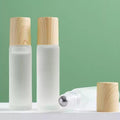 Frosted Glass Roll-On Bottles with Wood-Look Caps - 10ml, Pack of 5 - view 3