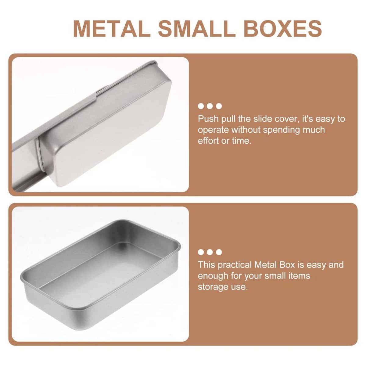 Frosted Silver Push Pull Tin Storage Boxes Pack of 200 for Travel, Beads and Small Items - view 4