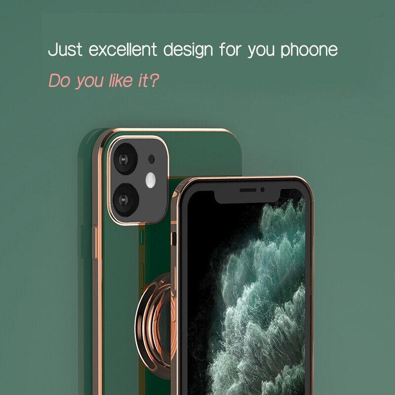 Fruit Green Shockproof Silicone Ring Stand Case for iPhone 13 - view 5