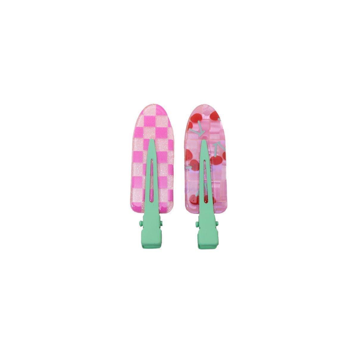 Fruit Hair Clips Metal 2 Pack - Cherry