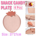 Fruit Plate Set - Strawberry Snack Serving Plates, Pink, Pack of 4