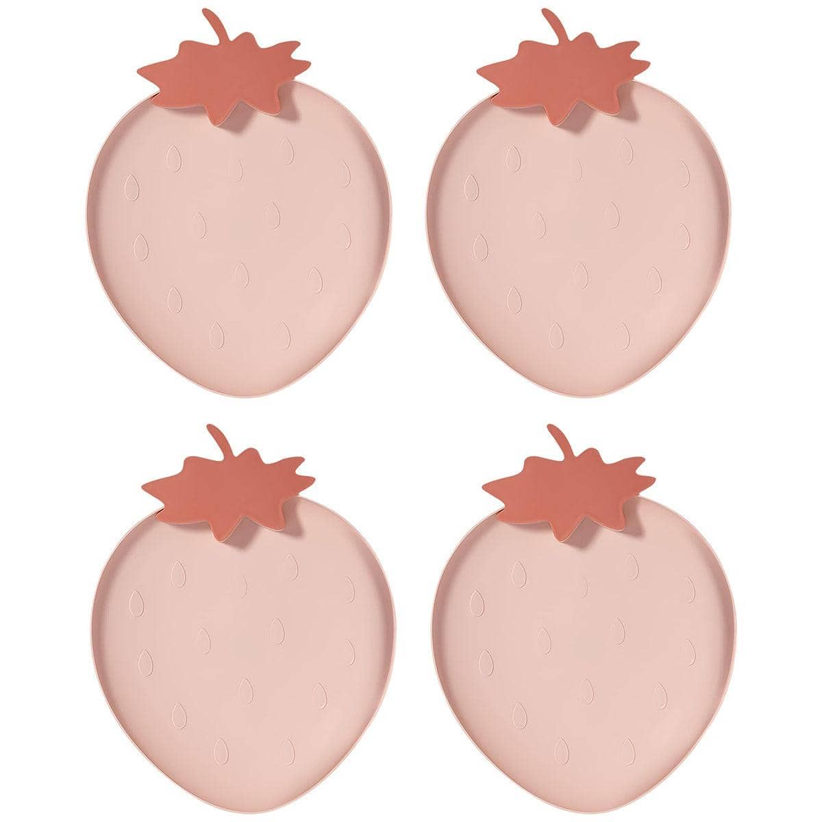 Fruit Plate Set - Strawberry Snack Serving Plates, Pink, Pack of 4 - view 2