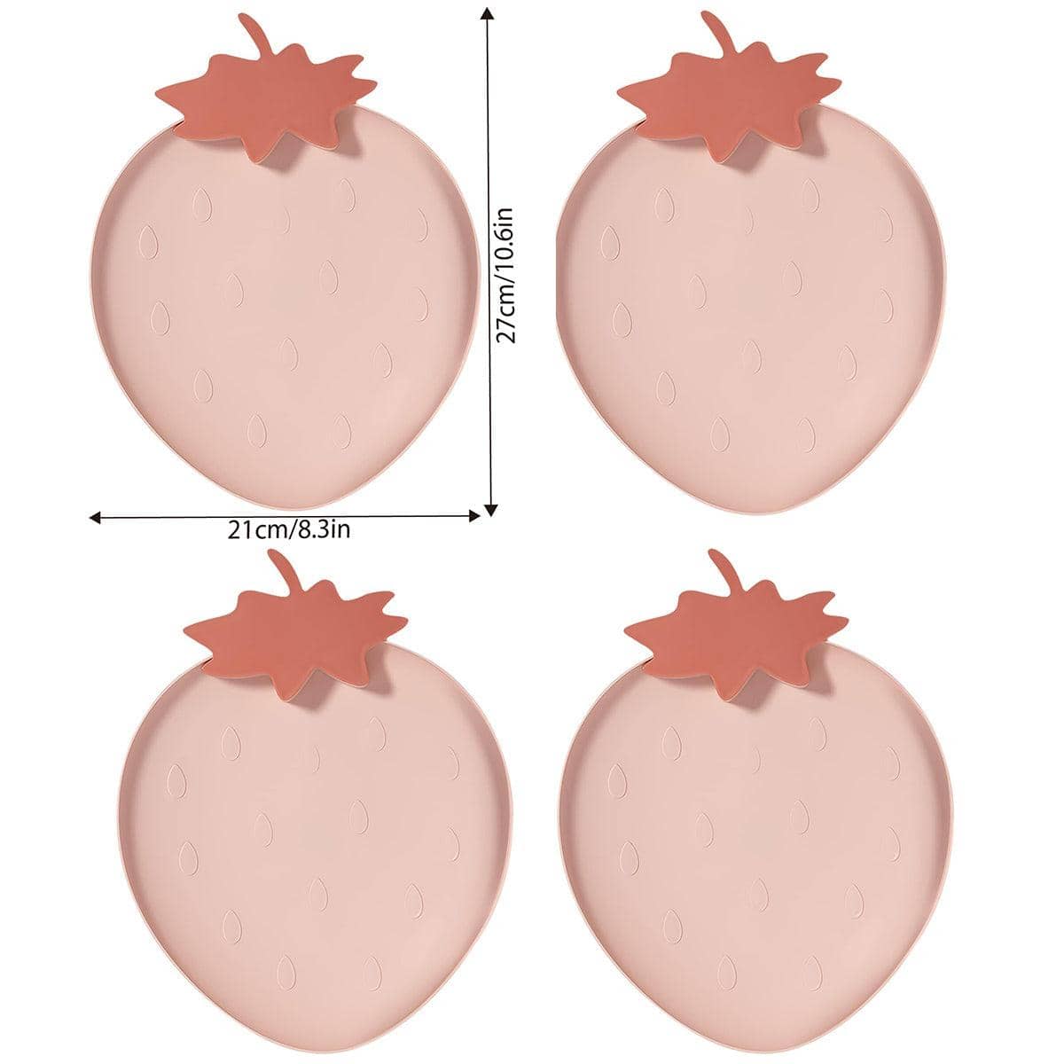 Fruit Plate Set - Strawberry Snack Serving Plates, Pink, Pack of 4 - view 3