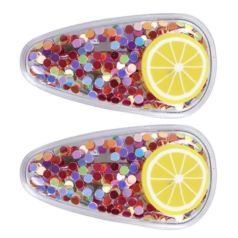 Fruit Sequin Hair Clips for Girls - Orange, Pack of 2
