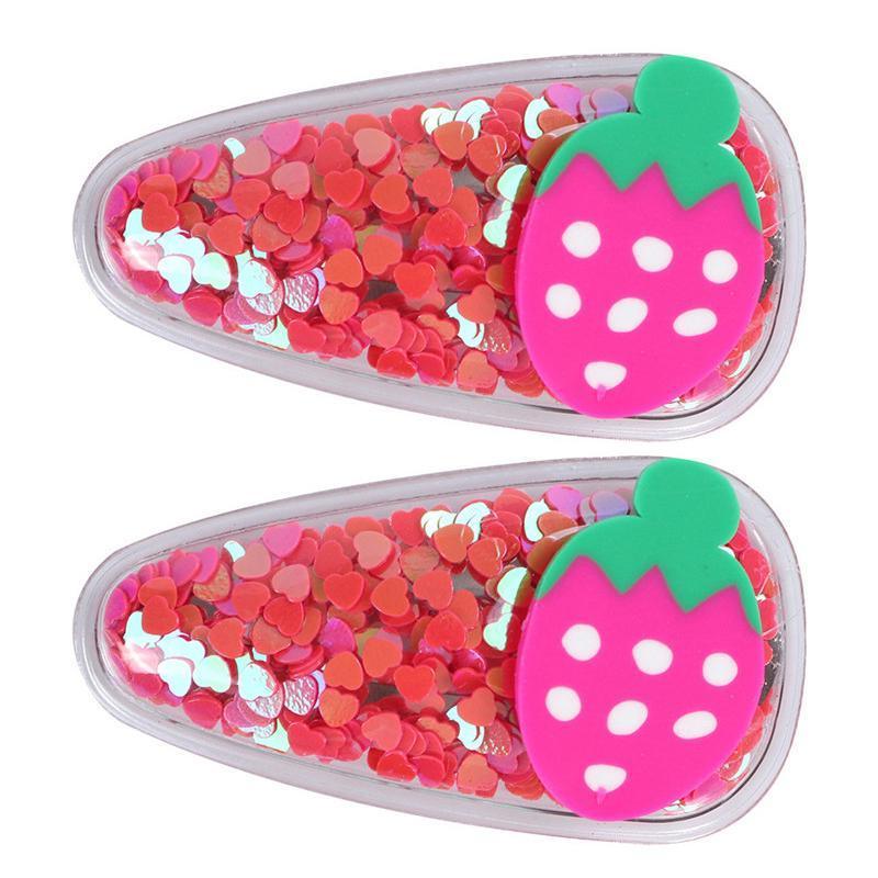 Fruit Sequin Hair Clips for Girls - Strawberries, Pack of 2