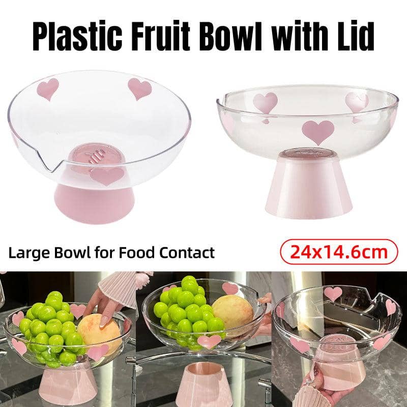 Fruit Snack Plate Dry Fruit Tray Decorative Serving Dish, Transparent with Heart Pattern