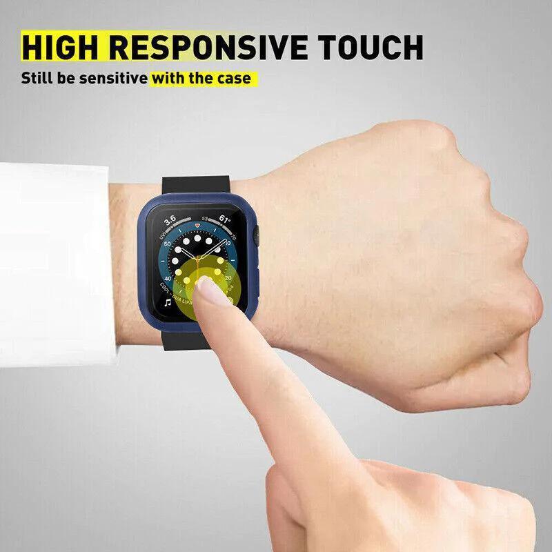 Full Cover Watch Case with Tempered Glass Screen Protector for Apple Watch 40 mm - Navy Blue - view 4