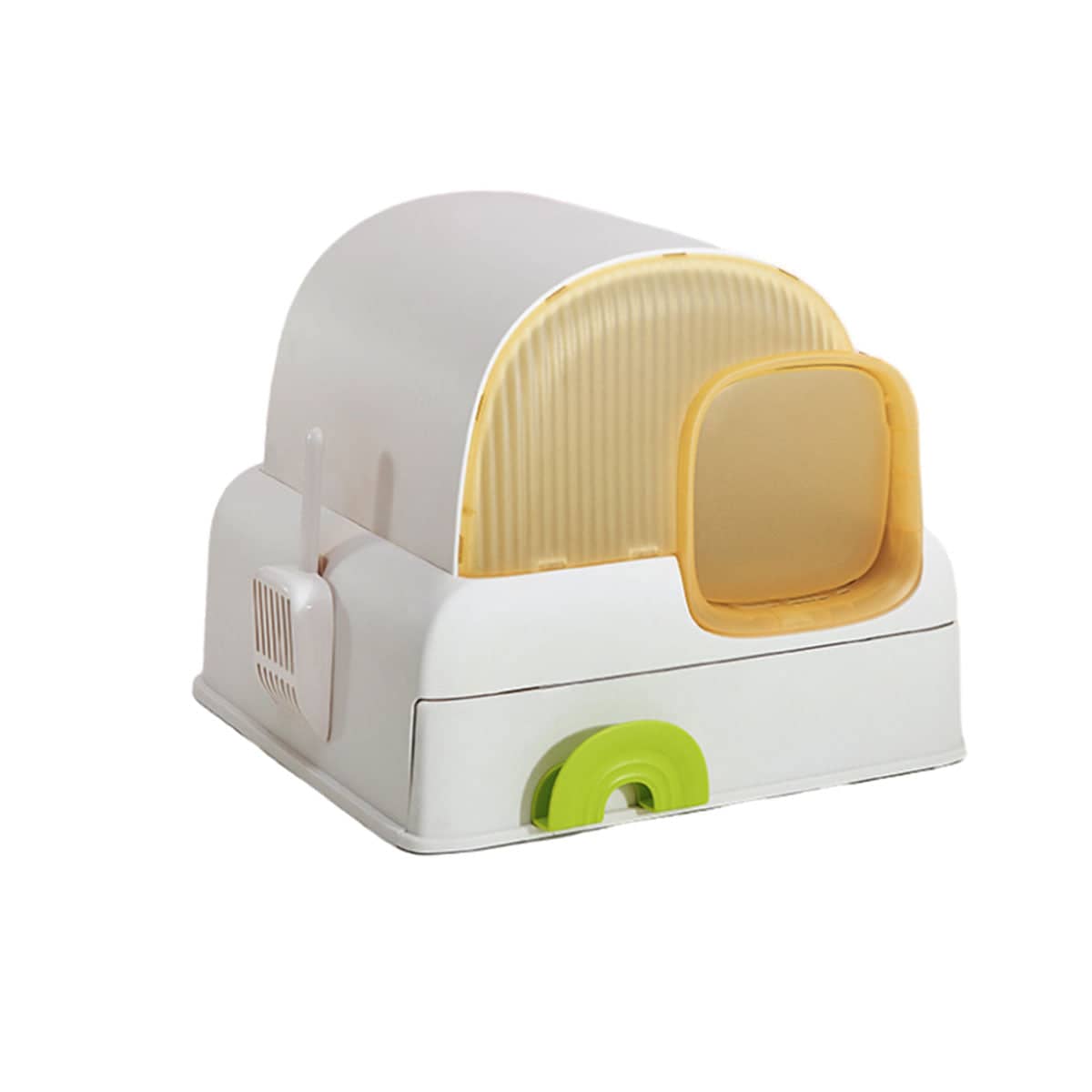 Fully Enclosed Cloud House Cat Litter Box with Pull-Out Drawer - Champagne