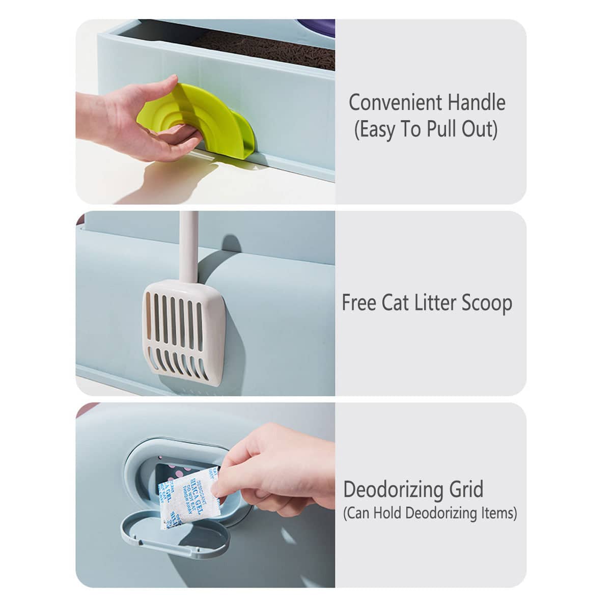 Fully Enclosed Cloud House Cat Litter Box with Pull-Out Drawer - Champagne - view 5