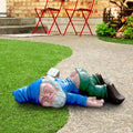 Funny Drunk Dwarf Garden Gnome Statue, Passed Out Yard Ornament - view 4