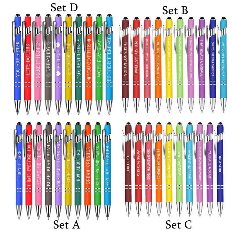 Funny Sarcastic Slogan Pens with Stylus Tip, Set of 10 - Sassy Phrases - view 4