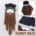 Funny Viking Beard Knitted Hat, Warm Beanie for Costume Parties