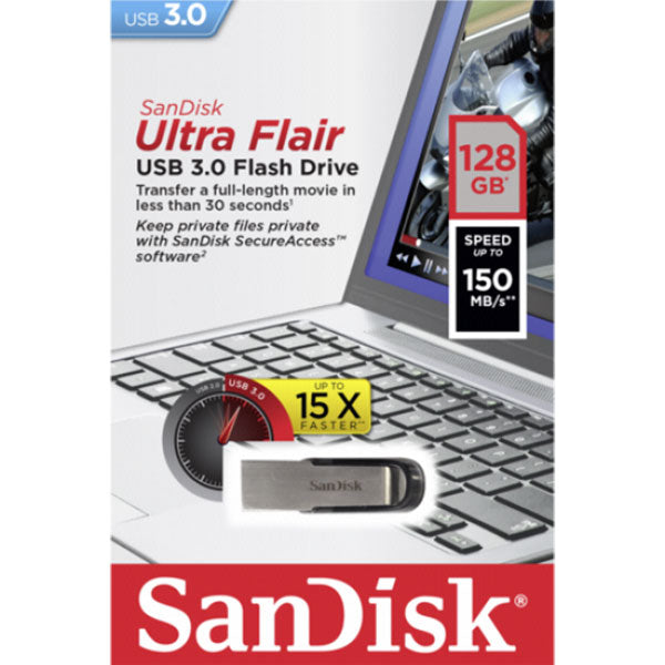 SANDISK 128GB CZ73 ULTRA FLAIR USB 3.0 FLASH DRIVE upto 150MB/s - SuperSaverAU - view 4