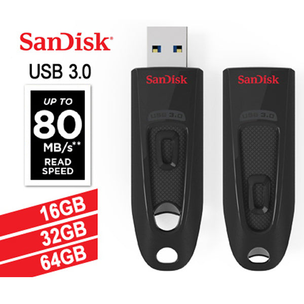 SanDisk Ultra CZ48 16GB USB 3.0 Flash Drive 80MB/s Read Speed with Encryption - SuperSaverAU - view 2