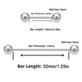 G23 Titanium Straight Barbell Piercing Jewellery - 10 mm, Silver - view 4
