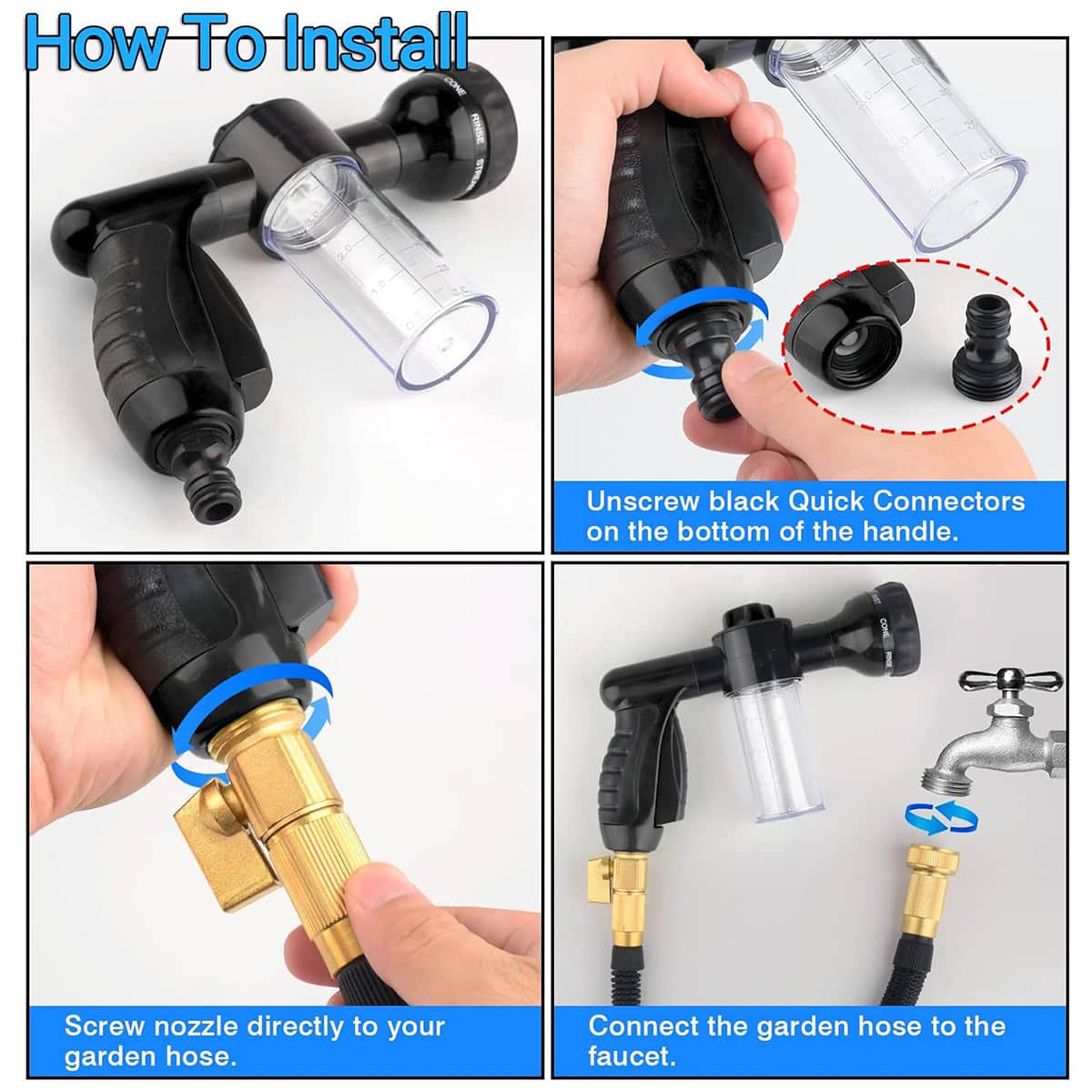Garden Hose Foam Spray Nozzle with 8 Spray Modes and Soap Dispenser - Green - view 5