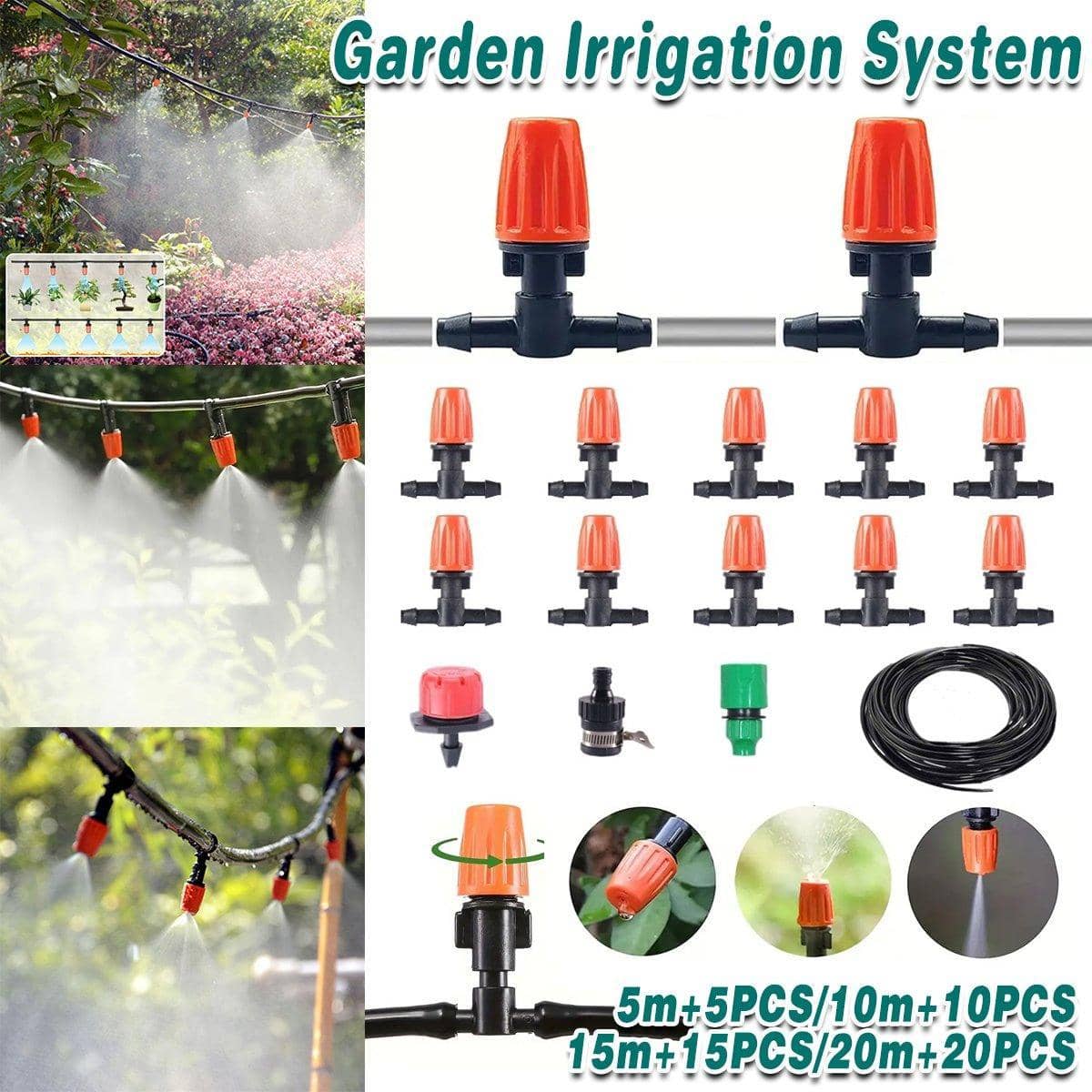 Garden Irrigation Kit with Adjustable Spray Heads - 20 m Tubing, 20 Spray Heads - view 2