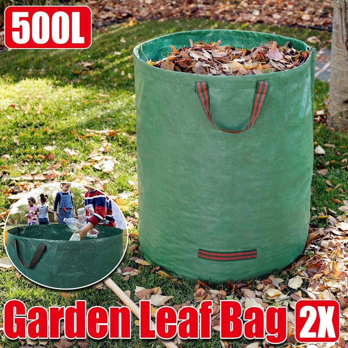 Garden Leaf Collection Bags, 500 Litre - Green, Pack of 2