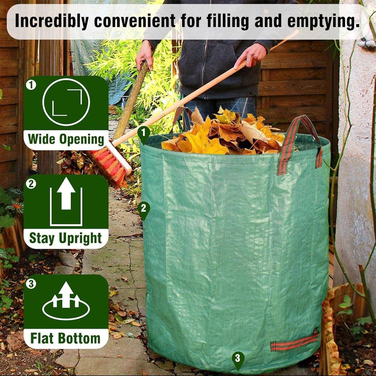 Garden Leaf Collection Bags, 500 Litre - Green, Pack of 2 - view 4