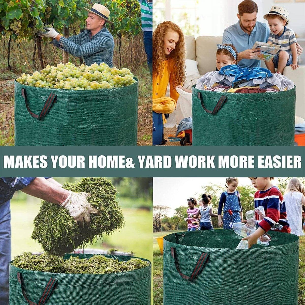 Garden Leaf Collection Bags, 500 Litre - Green, Pack of 2 - view 5