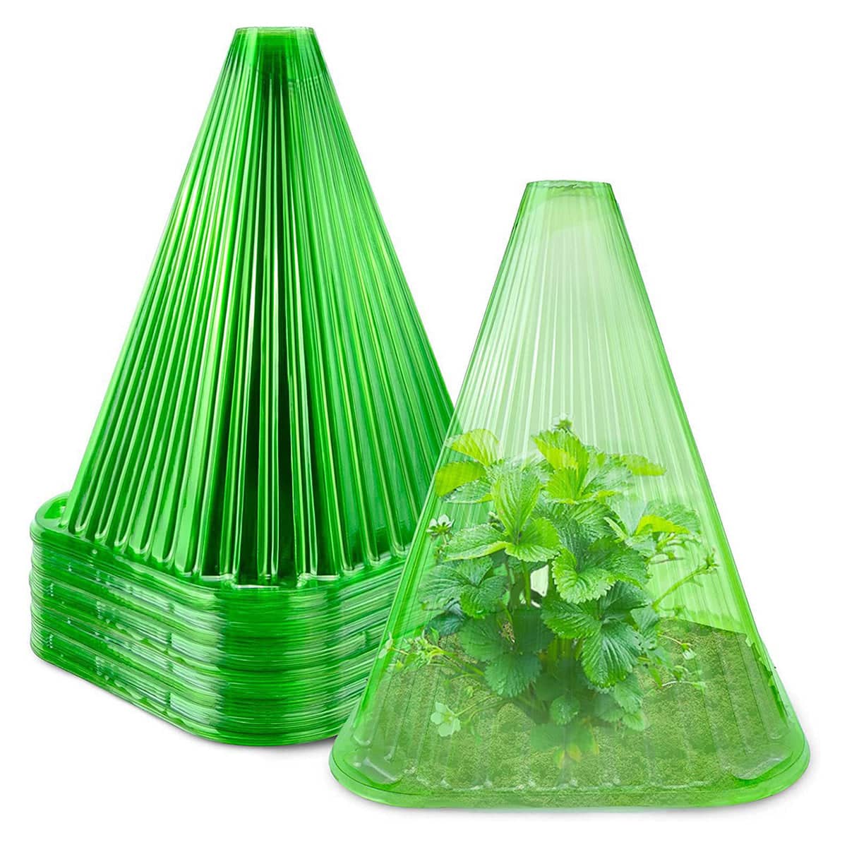 Garden Plant Cloche Seedling Cover, Set of 26 Reusable Green Plastic Anti-Pest - view 2