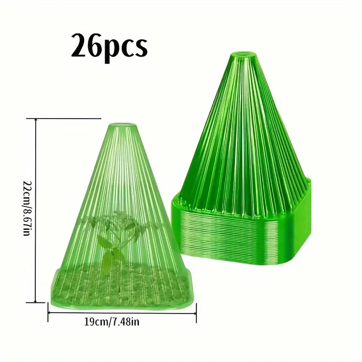 Garden Plant Cloche Seedling Cover, Set of 26 Reusable Green Plastic Anti-Pest - view 3