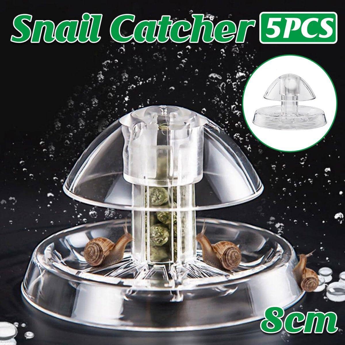 Garden Snail Catcher Pest Traps, Clear 8 cm, Pack of 5