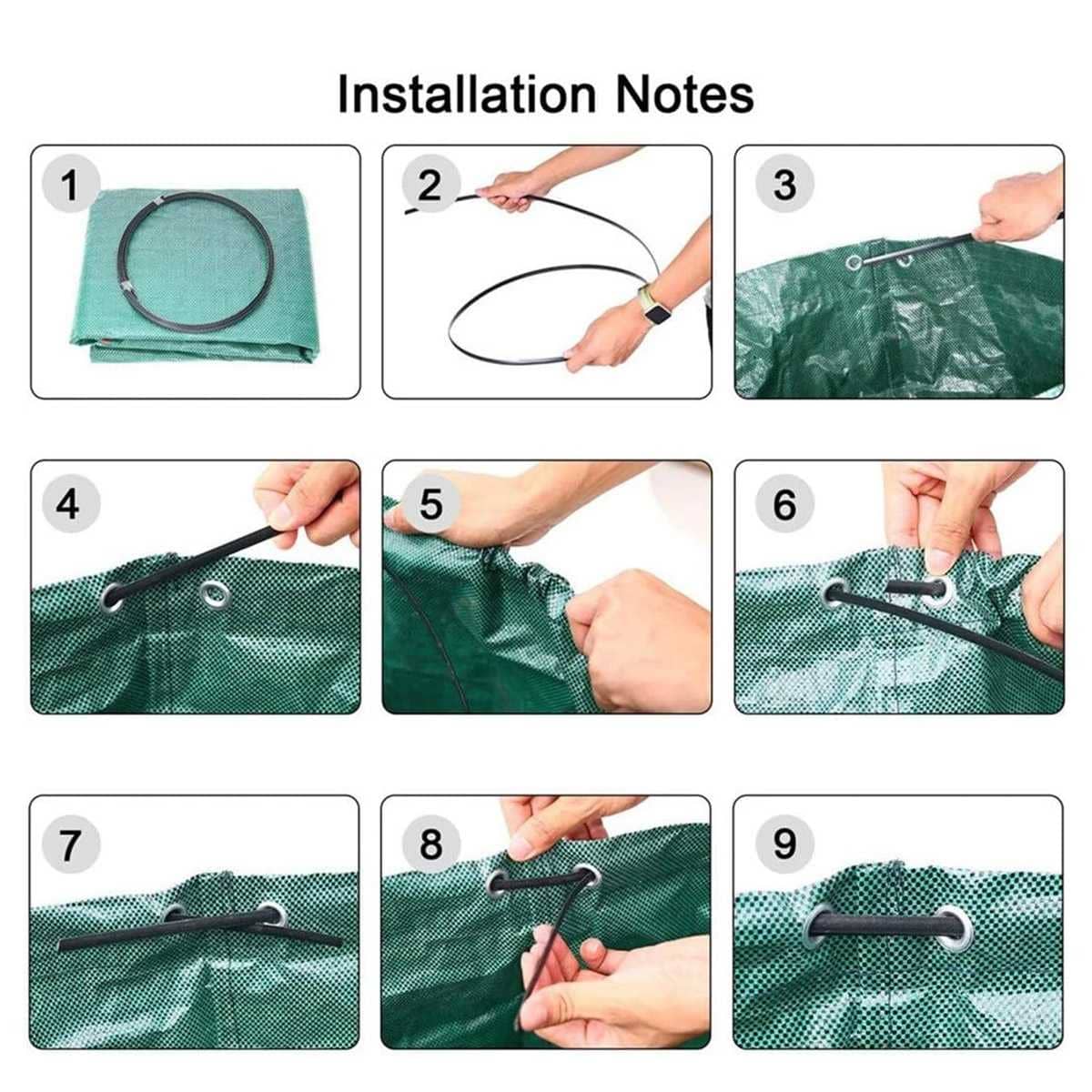 Garden Waste Bags 8 Pack 272L Reusable Heavy Duty Leaf Collection Sacks - Green - view 4