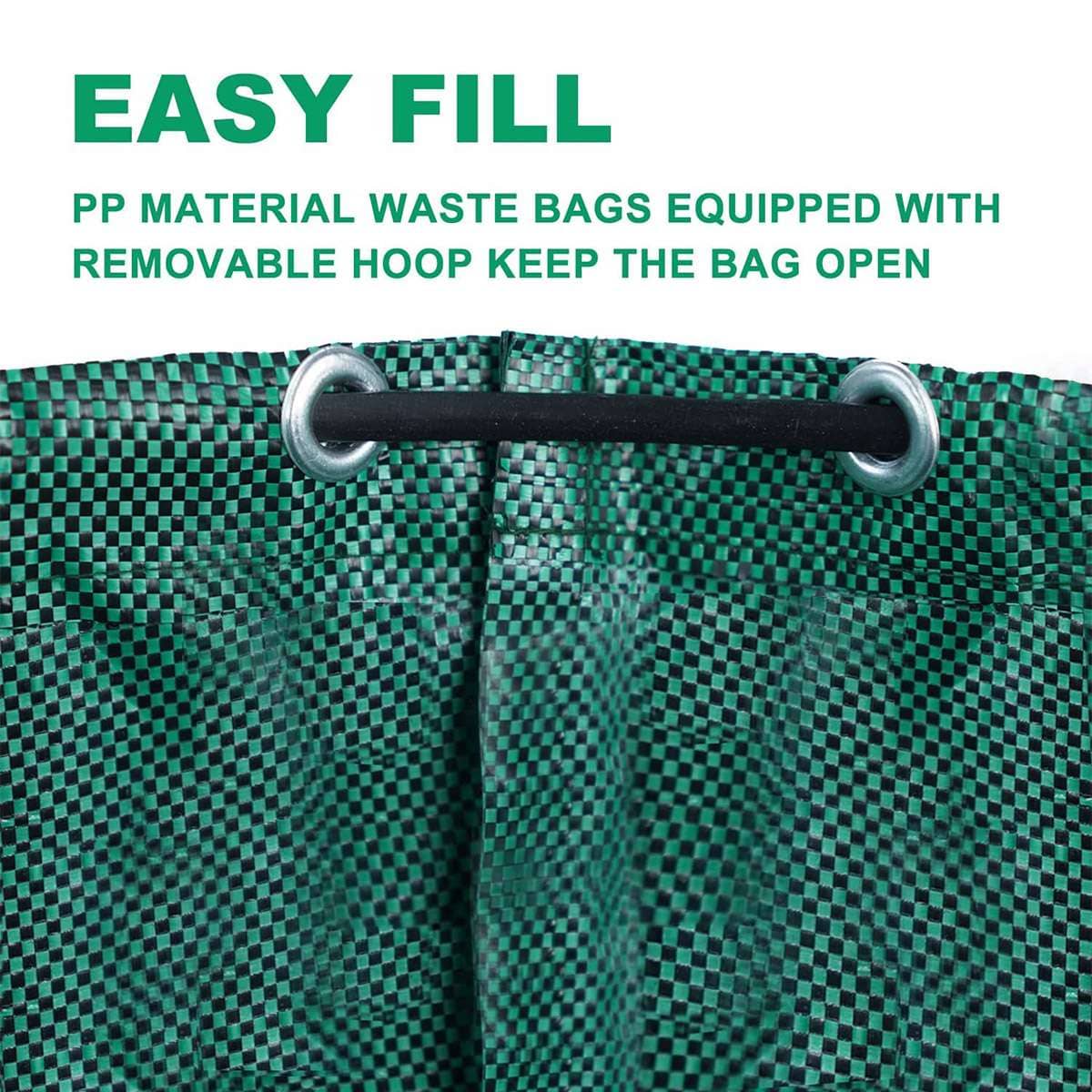 Garden Waste Bags 8 Pack 272L Reusable Heavy Duty Leaf Collection Sacks - Green - view 5