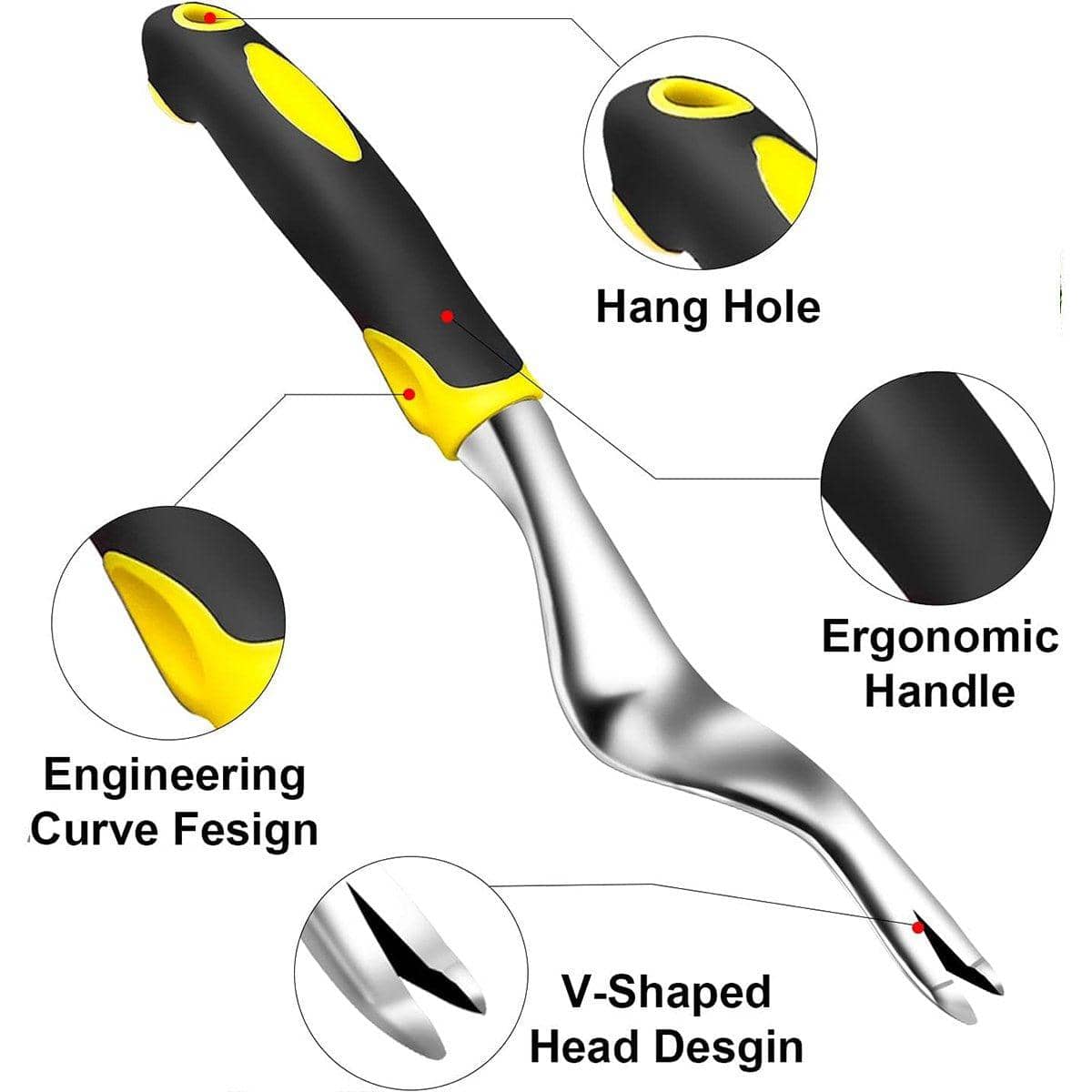 Garden Weeder Tool V-Shaped Aluminium Alloy Hand Weeder for Lawns and Yards - view 4