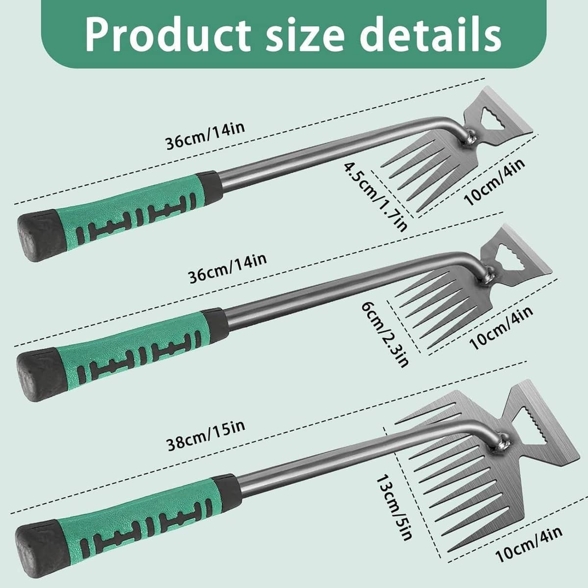 Garden Weeding and Digging Tool with Anti-Slip Handle - 5 Teeth - view 4