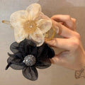 Gauze Flower Hair Claw Clip for Women - Black - view 4