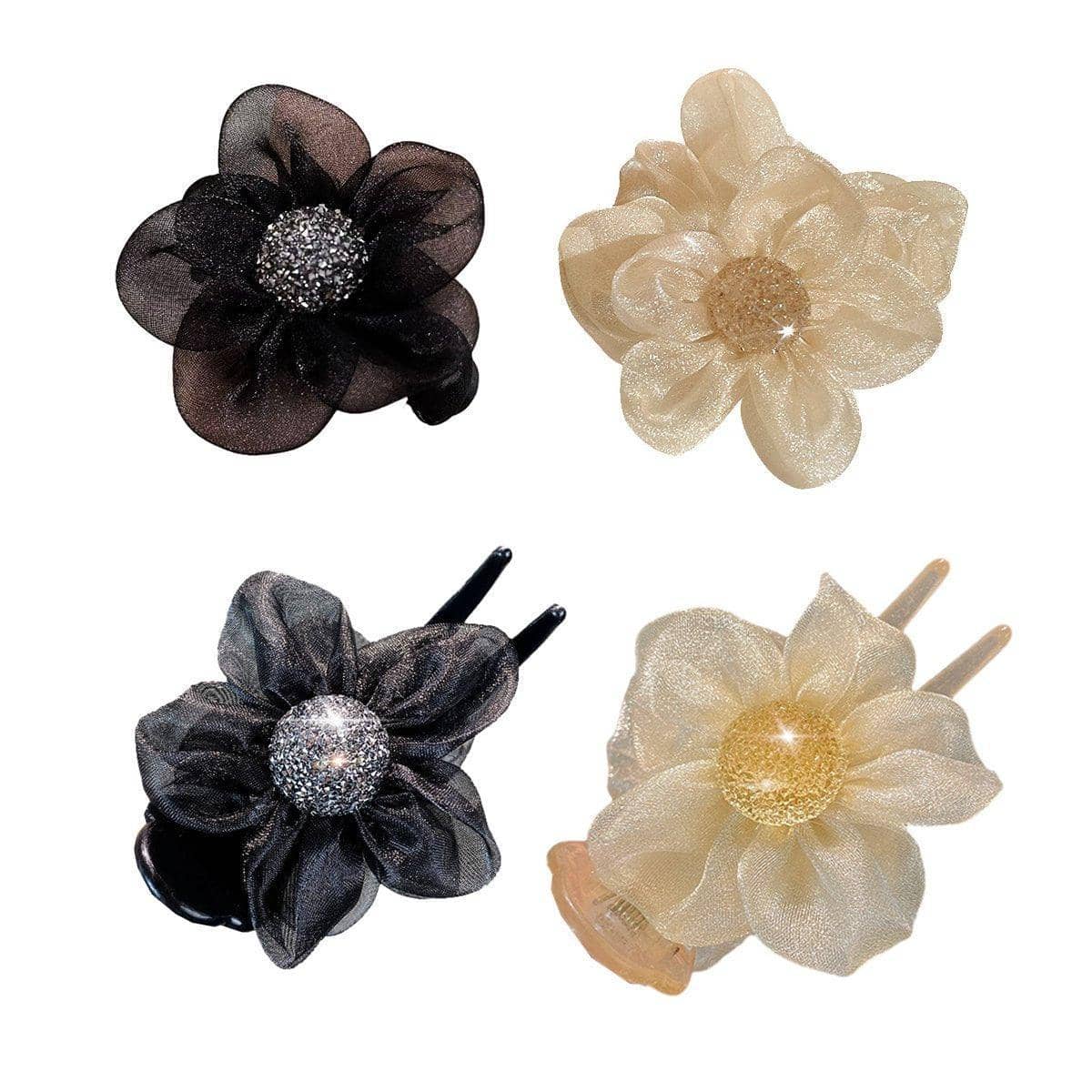 Gauze Flower Hair Tie for Women - Black - view 3