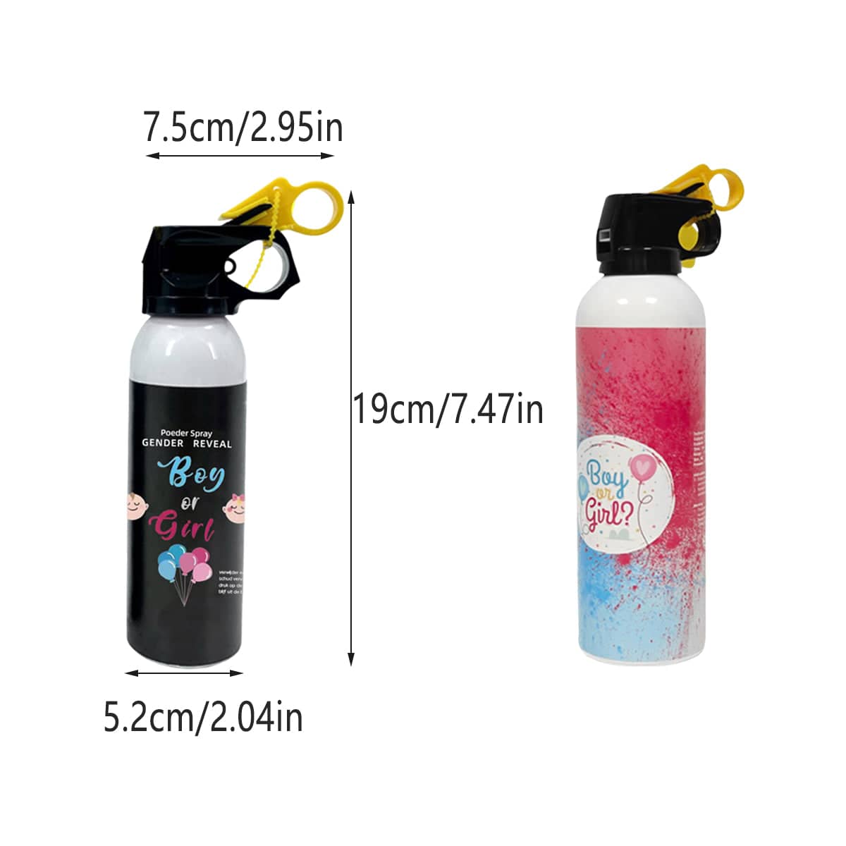 Gender Reveal Powder Blaster Spray - Pink Powder, Black Bottle - view 4