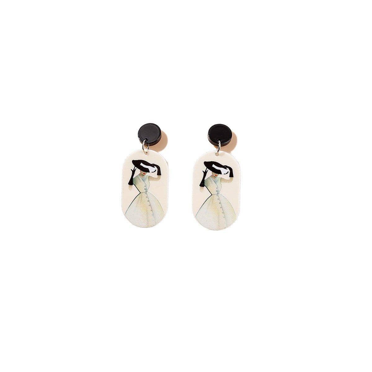 Geometric Acrylic Stud Earrings - White
