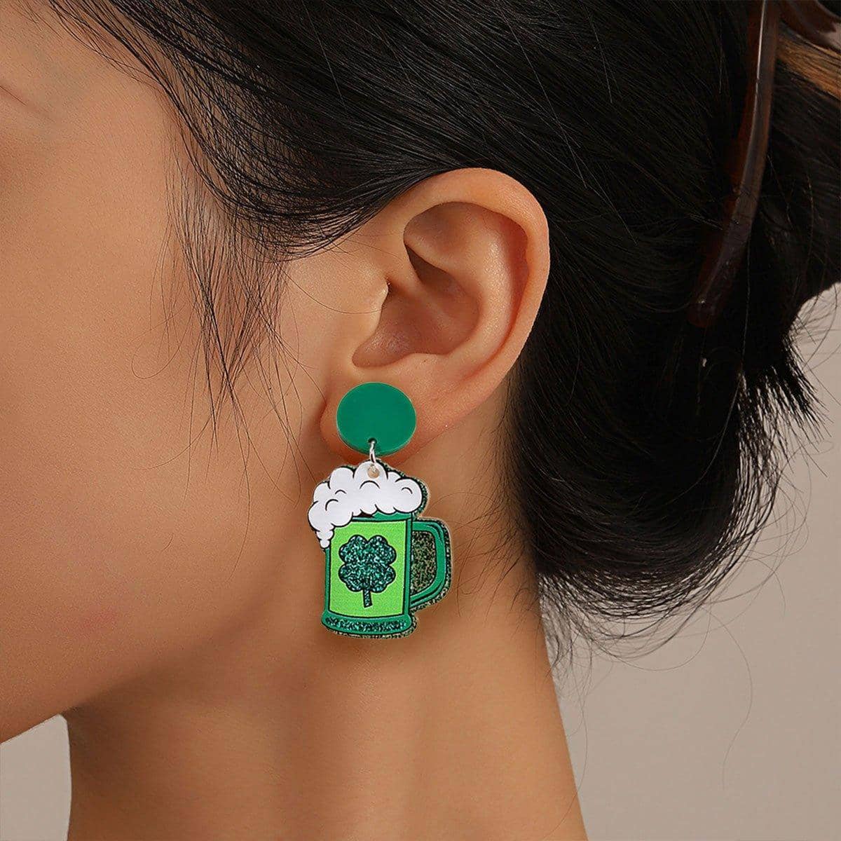 Geometric Acrylic Stud Earrings - White - view 5