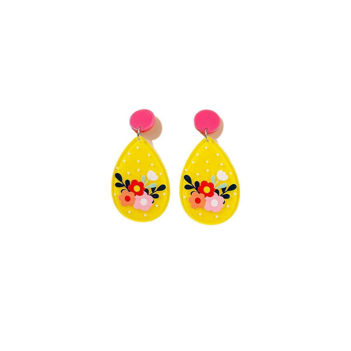 Geometric Acrylic Stud Earrings - Yellow