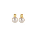 Geometric Gold Stud Earrings with Imitation Pearls for Women Daily Wear - view 2