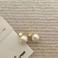 Geometric Gold Stud Earrings with Imitation Pearls for Women Daily Wear - view 5