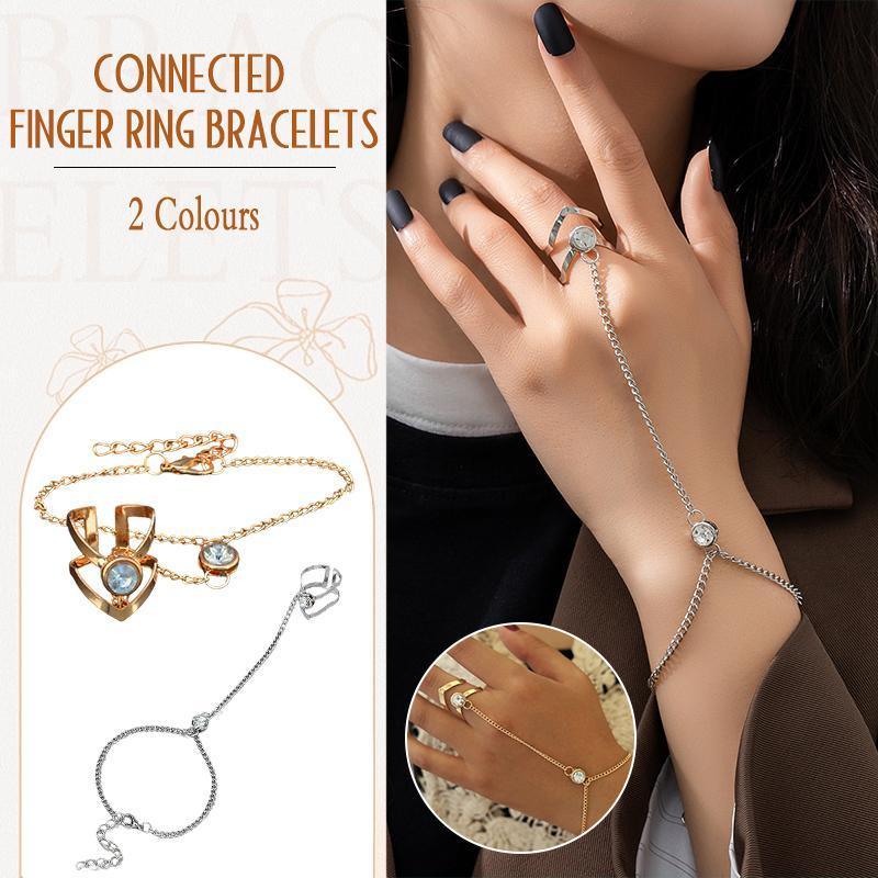 Geometric Hollow Arrow Ring Bracelet, Finger Chain - Silver - view 2