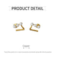 Geometric Pattern Stud Earrings with Pearl Accents for Girls and Women - view 3
