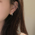 Geometric Pattern Stud Earrings with Pearl Accents for Girls and Women - view 4