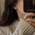 Geometric Pattern Stud Earrings with Pearl Accents for Girls and Women - view 5