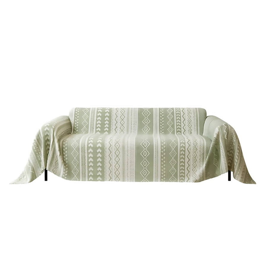Geometric Sofa Cover, Breathable Soft Fabric - Sage Green, 180 x 130 cm